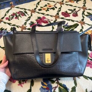 NWOT Henri Bendel Jane Street Black Leather Tote